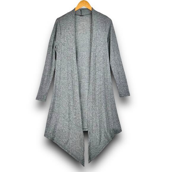 Poof Gray Lightweight Knit Long Draped Open Cardigan Long Sleeve Size Small - Picture 1 of 6